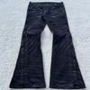 Unisex Gotische Y2K Gewaschene Micro-Flare Jeans mit Seitenbändern