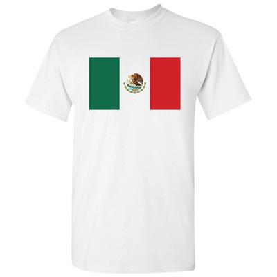 T-shirt Base in Cotone Bandiera Latinoamericana Messico - Bianca