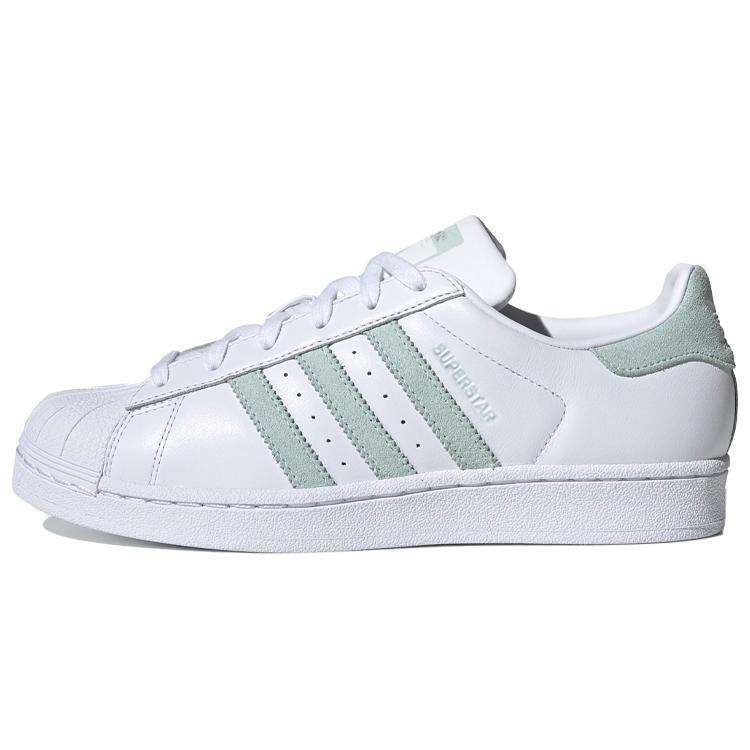 Adidas Womens Superstar 'White Vapour Green' (women's sizes) Cloud White / Vapour Green / Core Black Skateboard Shoes EE7401