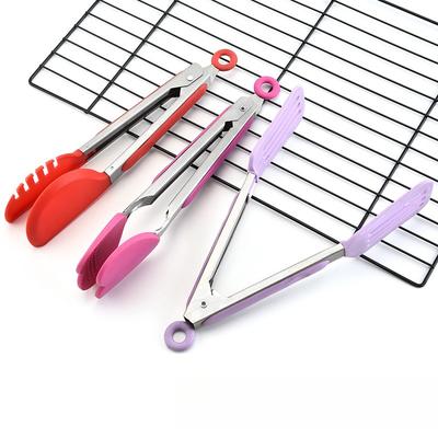 Non-Stick Silicone Cooking Tongs Stainless Steel Food Tongs Non-Slip Bread Steak Clip Salad Pizza BBQ Grill Kitchen Accessories