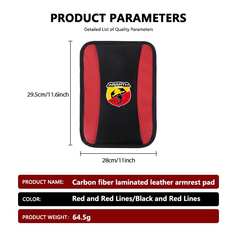 For Abarth Car Armrest Pad Carbon Fiber Leather Car Center Console Cover FR FIAT 500 Doblo Tipo Panda Ducato Punto Stilo