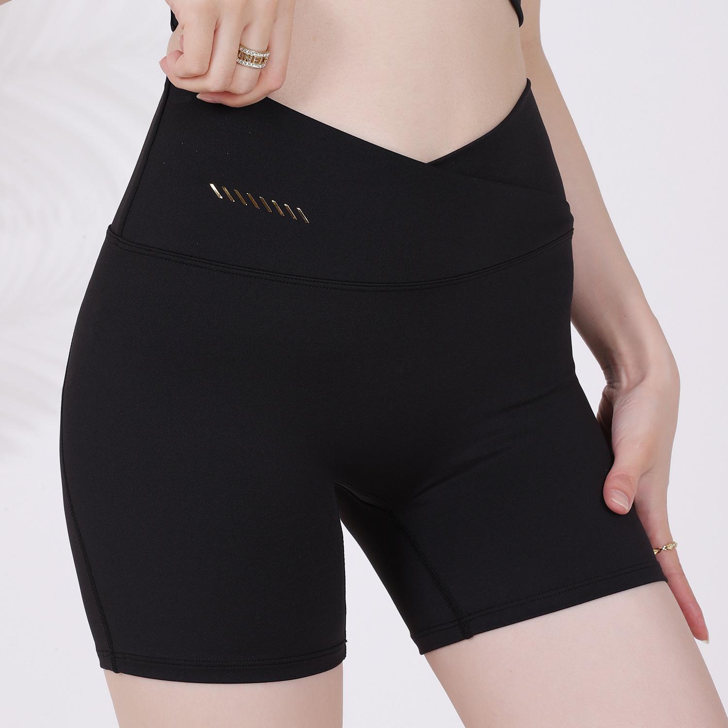 

New Women s V-Waist High-Elastic Yoga Shorts: Peach Butt Lifting, Slimming, Quick-Dry for Fitness & Running Medium чорний