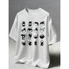16Style Coffee Cat Doodle Print T Shirt Unisex Cotton Loose TShirts Casual Crewneck Streetwear Comfortable Summer Clothing