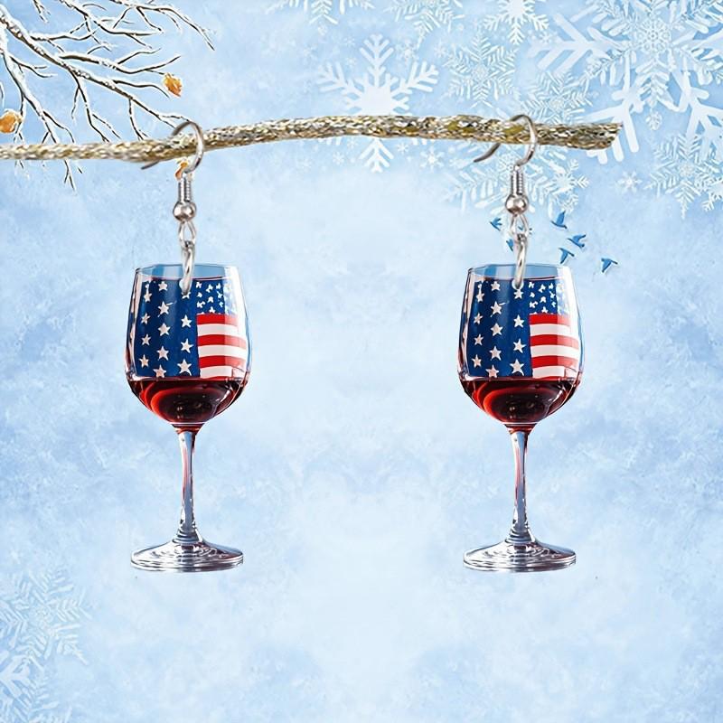 Festive Wine Glass Acrylic Earrings: Christmas & Valentine's Day Decorations