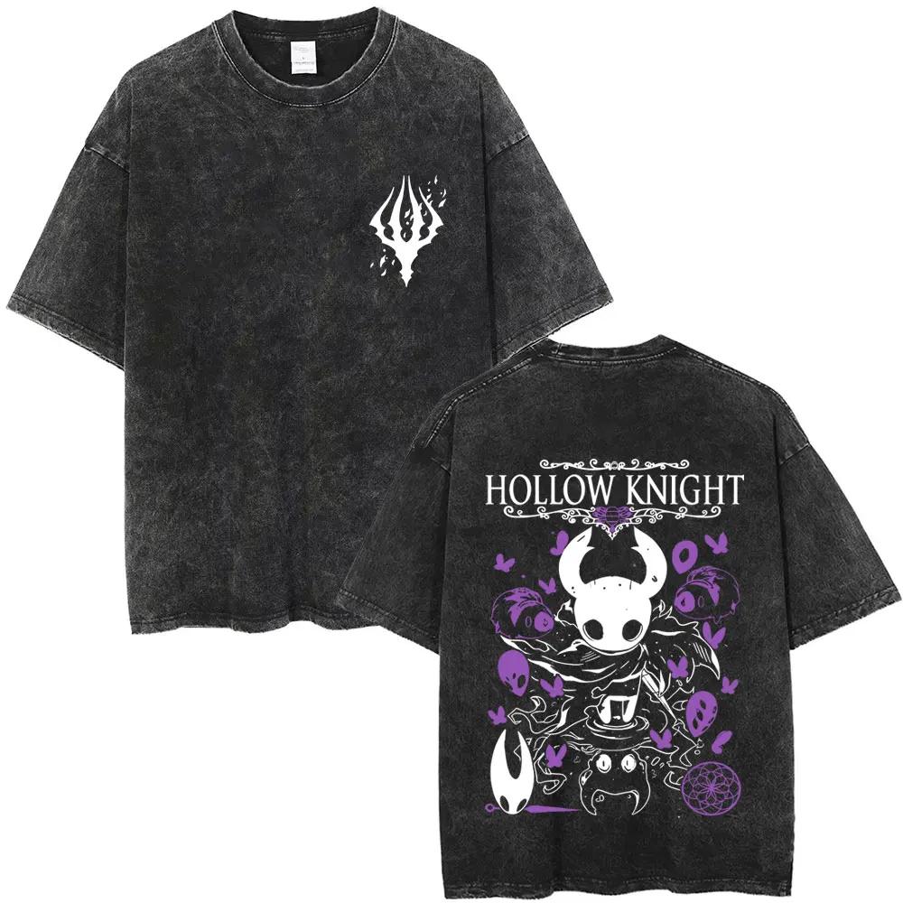 Washed Vintage Game Hollow Knight Merch T-shirt Men Women Casual Oversized Cotton T-shirts Male Cosplay Cartoon Lover T Shirts
