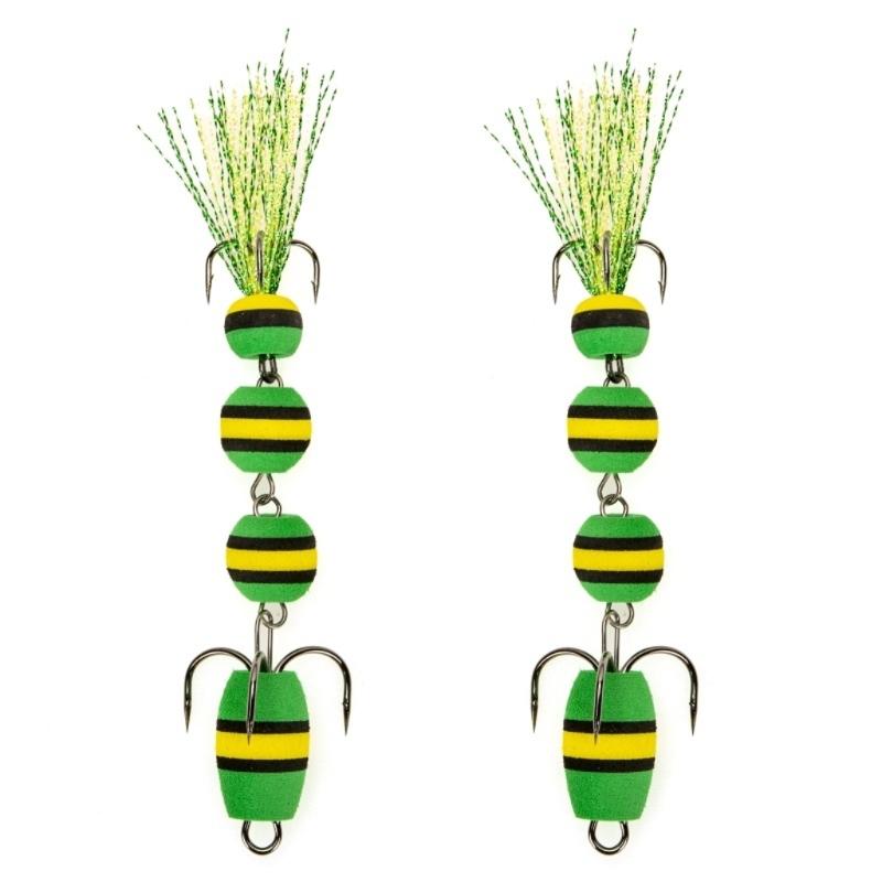 2pcs Light Weight Foam Baits Soft Fishing Baits High Density Foam Swim Baits with 2 Hook Fishing Tackle Foam Lures