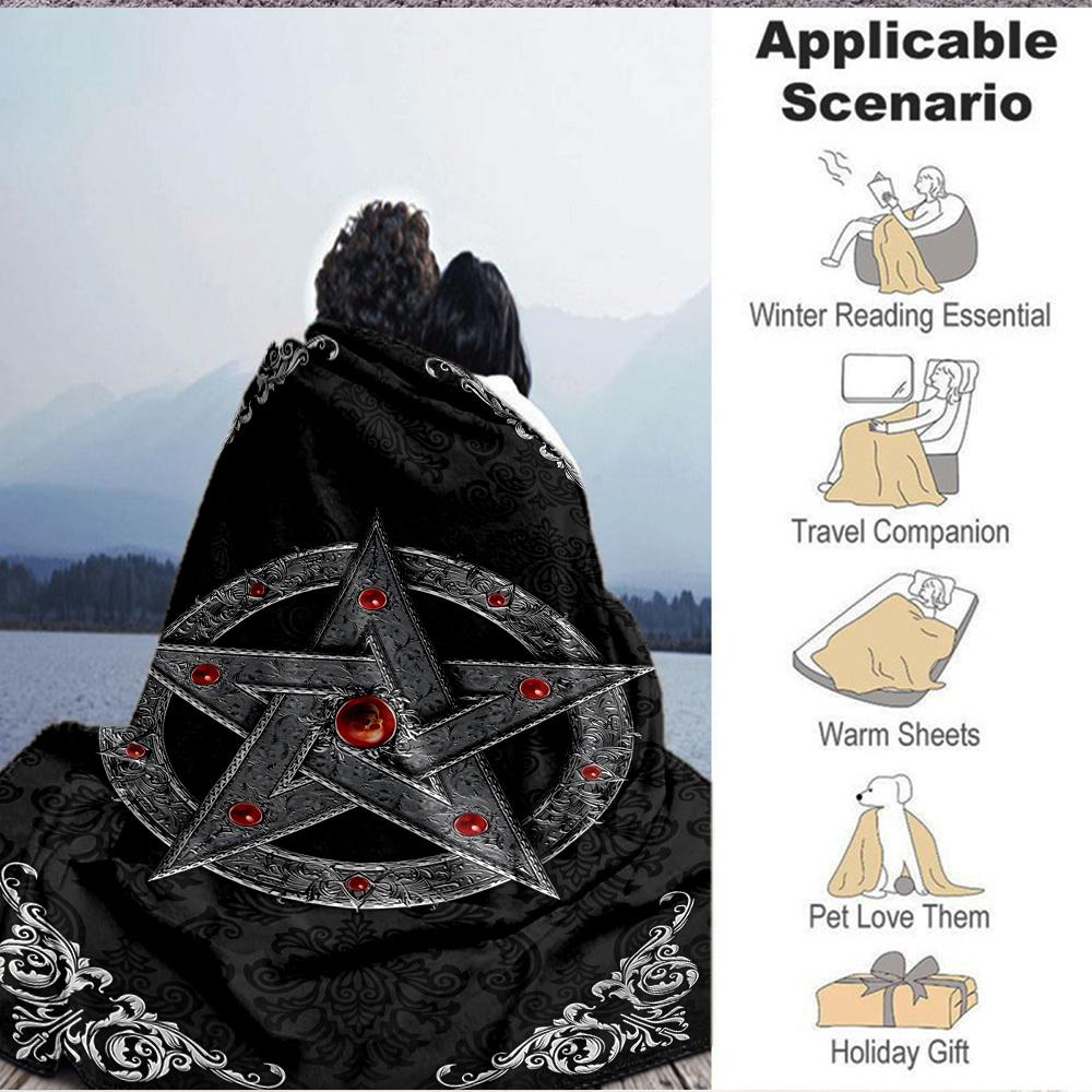 1pc Star Gothic Blanket, Lightweight Flannel Throw Blanket for Sofa, Bed, Travel, Camping, Living Room, Office, Couch096