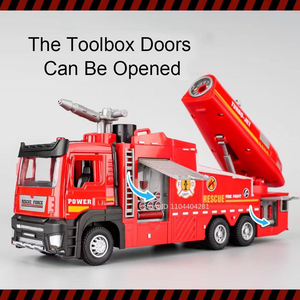 1:32 Fire Engine Model Toy City Sanitation Sweeper Diecast Metal Truck Doors Opened Sound Light Miniature Vehice Children's Toys