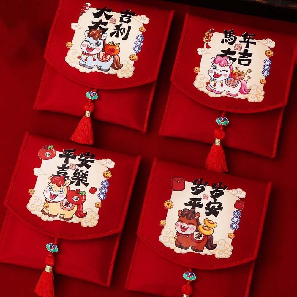 Traditional Spring Festival Red Envelope Cartoon Horse God of Wealth Red Pocket  Celebration Party