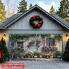 2D Spring Blooming Garden Garage Door Banner, Rustic Stone Wall Backdrop