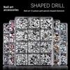 12 Grid/box Nail Art Jewelry Nail Diamond Flat Bottom Color Rhinestone Irregular Resin Mixed Nail Diamond