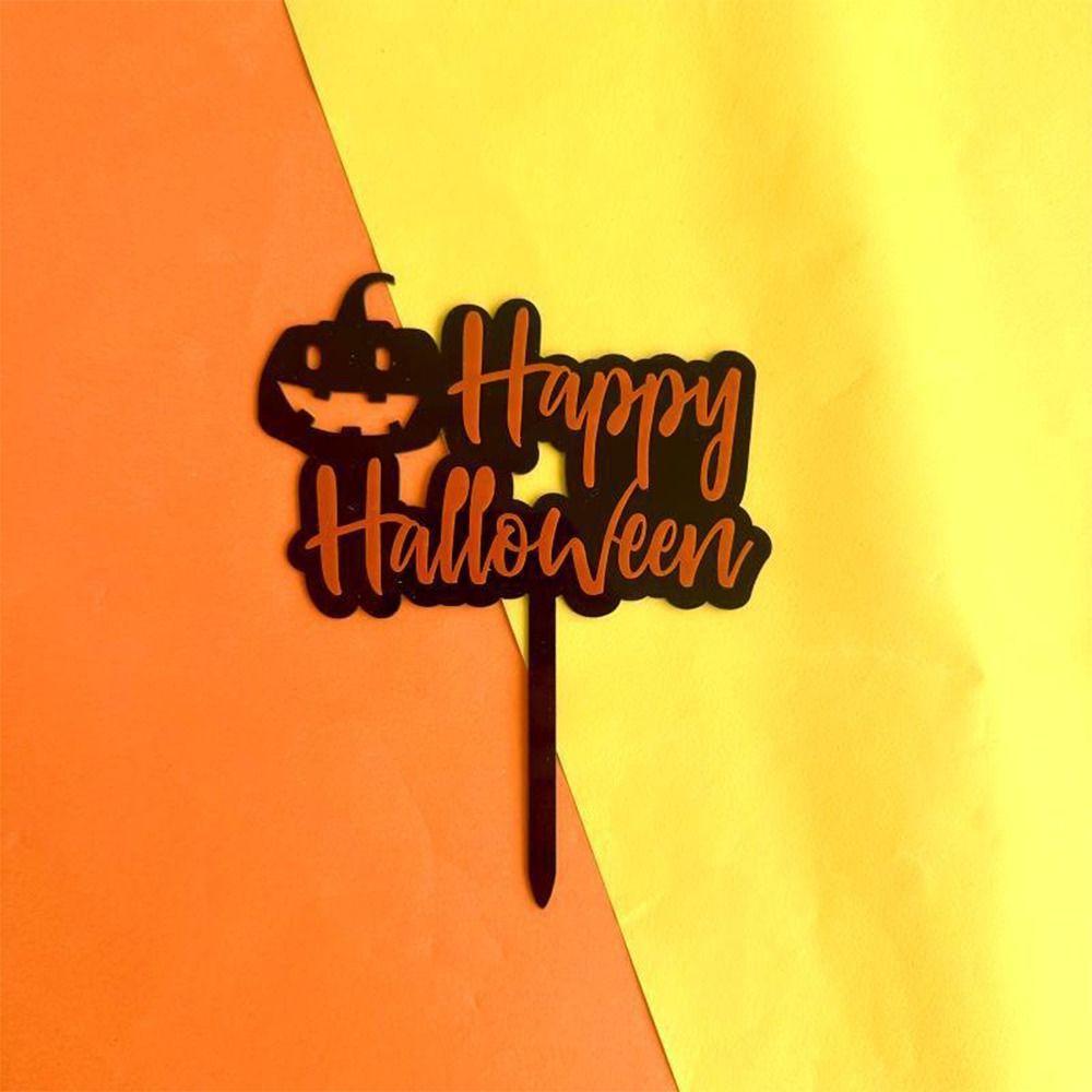 Cartoon Happy Halloween Cake Toppers Acrylic Cake Insertion Flag  Halloween Party Decoration