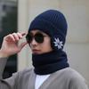 Outdoor Cycling Winter Hat Men's Knitted Hat Blue Pullover Hat Fleece Ear Protector Wool Hat Men's