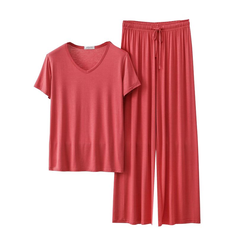 Women's Loose Casual Pajama Sets V-neck T-shirt and Pants