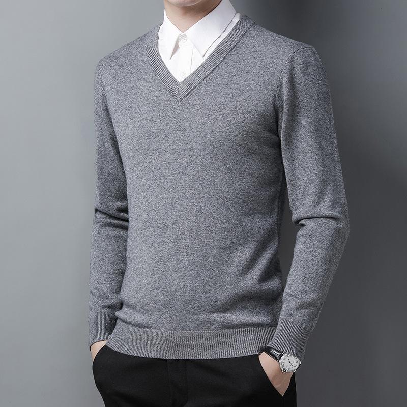 Men's V-Neck Argyle Sweater – Thick, Warm Knit Ideal for Autumn and Winter