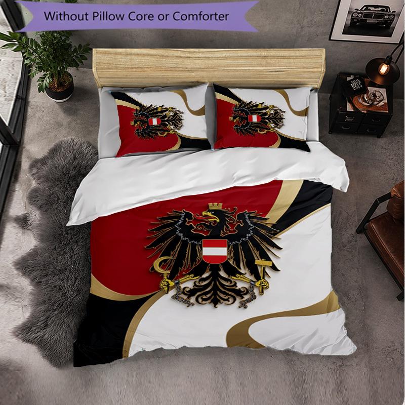 Austria Football Pattern 3 Pieces Bedding Set Soft Microfiber Duvet Cover with Pillow Cases for Bedroom