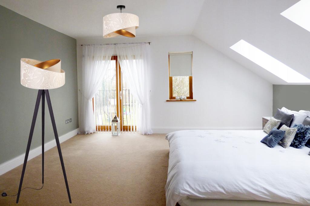 Floor Lamp Standing Tripod Wooden Lampshade Pattern