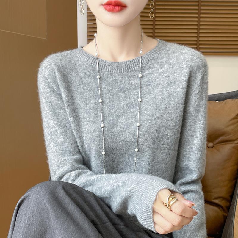 Women's Cashmere Sweater Qinghe Cashmere 30% Cashmere 70% Wool Autumn and Winter Pullover Warm and Fashionable