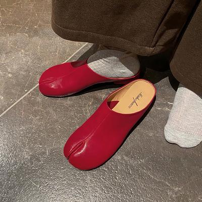Mode 2025 Neue Mueller Hausschuhe Echtes Leder Nähen Designer Neuheit Stil Slipper Bequeme Zehentrenner für Damen