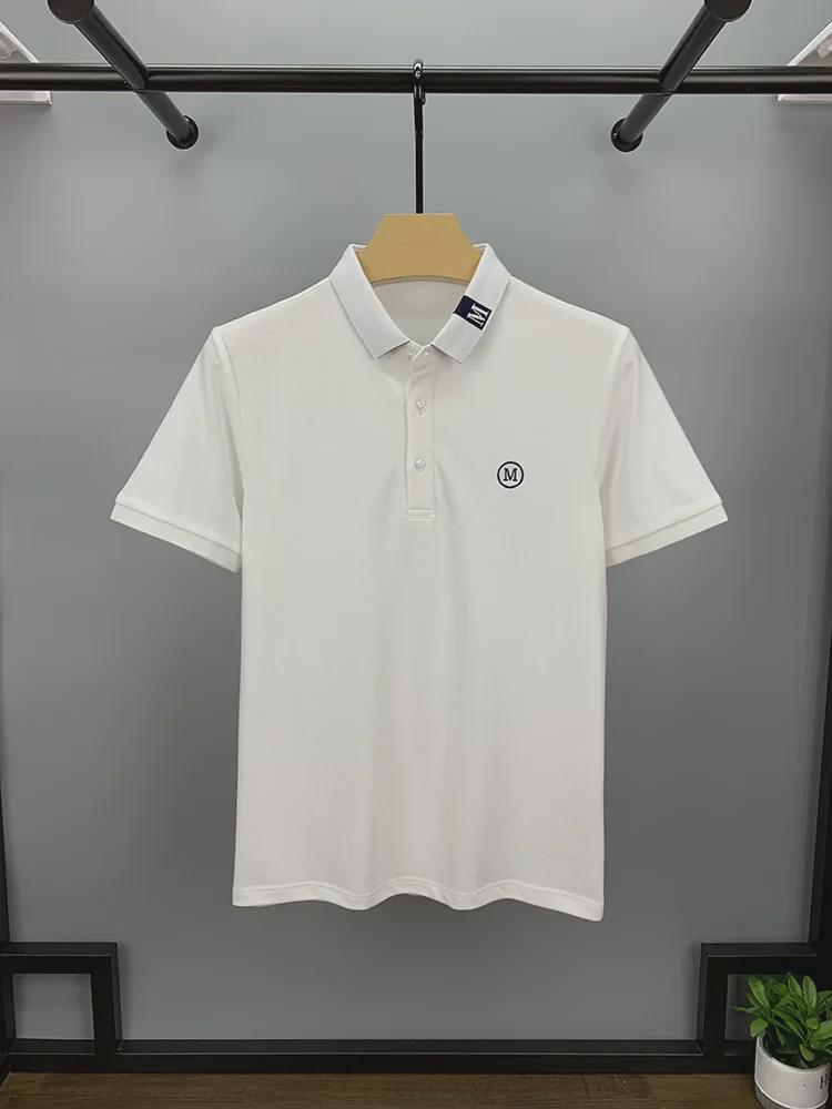 High-End Embroidered Men's Cotton Polo Shirt: Summer Short-Sleeved Lapel Design