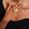 6 Stück Blumen-Imitationsperlenringe für Damen Elegante Geometrische Unregelmäßige Goldfarbene Ring-Sets Weiblicher Tägliche Kleidung Party Schmuck