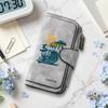 Vintage Style Long Wallet Big Waves Print Portable Card Holder Purse for Daily Use