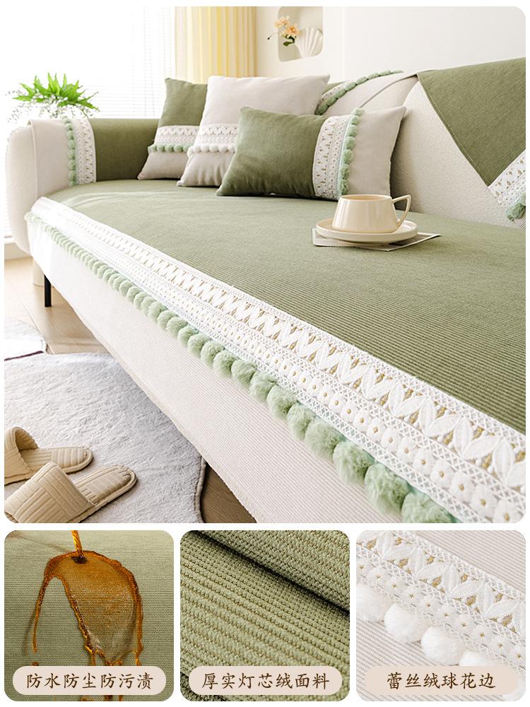 Anti-Cat Scratch Waterproof Urine Barrier  Advanced Sofa Cushion Four Seasons Universal Corduroy Universal Sofa Cushion Ins Wind