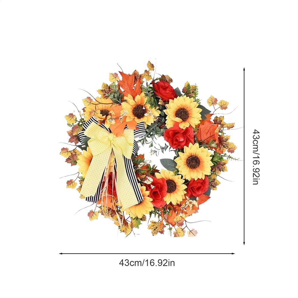 Fall Wreath Thanksgiving Sunflower Wreath For Door Creative Realistic Garland Multifunctional Decoration For Wall Backyard