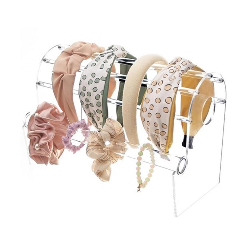 Double Layer Hairband Holder Stand Multi Functional Acrylic Jewelry and Headband Organizers for Women's Accessory