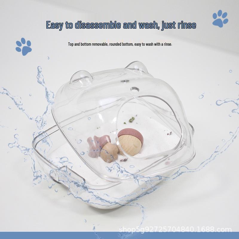 Golden Hamster Toilet & Urine Sand Bath - Two-in-One Transparent & Washable Ornaments