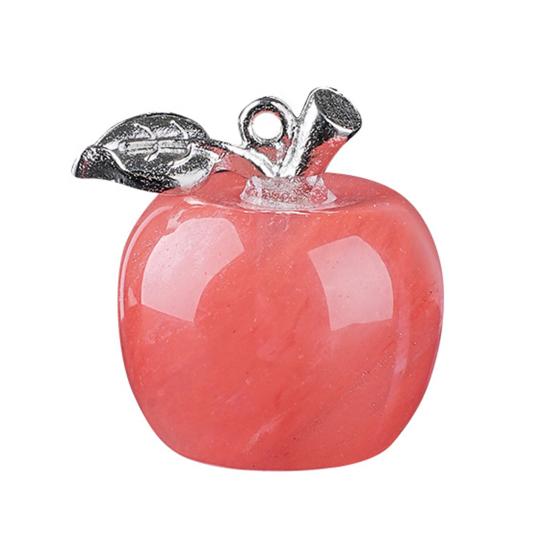DIY Necklace Pendant Fruit Shape Natural Faux Crystal Pendant with Electroplated Silver Leaf Buckle 20mm Mini Ornament