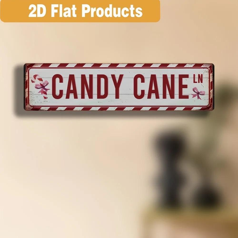 Handmade 2D Candy Cane Sign, Funny Acrylic Rectangle Art, 15.7x3.9in Christmas Wall Farmhouse Decor