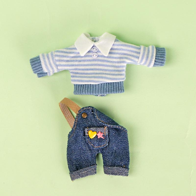 OB11 Baby Clothes Lapel Sweater One-shoulder Overalls Suit For Ob11 1/12 Doll Outfit Daily Casual Accessories For Children Diy