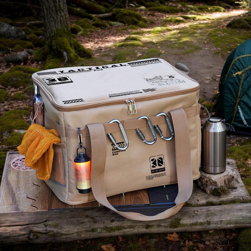 Camping Organizer Bag Camping Cookware Organizer Tote Bag 30L Ergonomic Handle Design Folding Duffel Waterproof For Drinks Pot