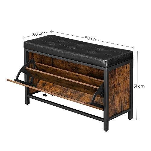 Lavice na boty Polstrovaný organizér na boty s výklopem Skříňka na boty na 6 párů bot Ocelový rám Průmyslový design Vintage Br