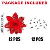 12Pcs Red Christmas Poinsettias Flowers Decoration Artificial Flowers for Christmas Tree Ornaments Suitable for Home Christmas Decorations