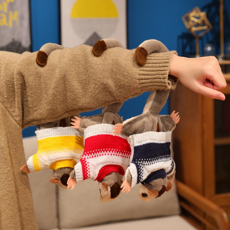 33Cm Simulation Sugar Glider Plush Toy Soft Flying Squirrel Stuffed Animals Doll Can Magnetically Home Halloween Decor Xmas Gift