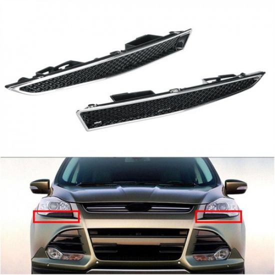 Front Headlight Bracket Molding Trim Lower Pair Fit For Ford Escape 2013-2016
