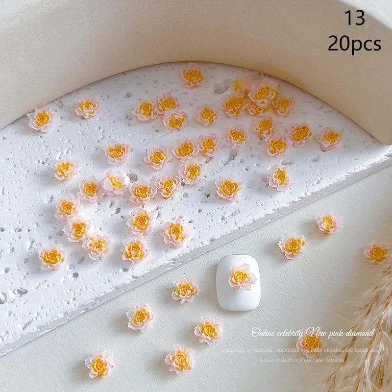 

100 шт., мини-цветок для дизайна ногтей, драгоценные камни из смолы, поделки для ногтей, 3D наклейки для гель-лака, аксессуары для ногтей, разноцветные розы as the picture
