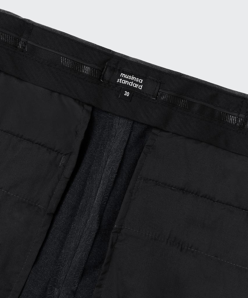 MUSINSA STANDARD Relaxed Tapered Hidden Banding Crop Slacks [Charcoal Gray]