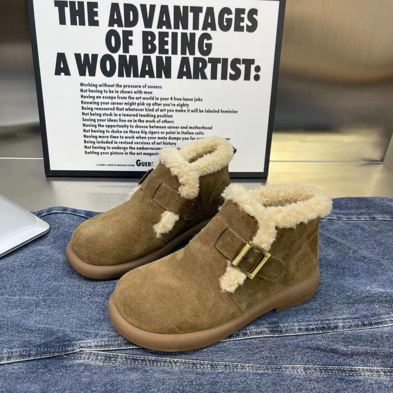 

Retro Versatile Fleece Warm Cotton Boots Fashion Casual Snow Boots Women s Winter Short Cotton Shoes 39 коричневый