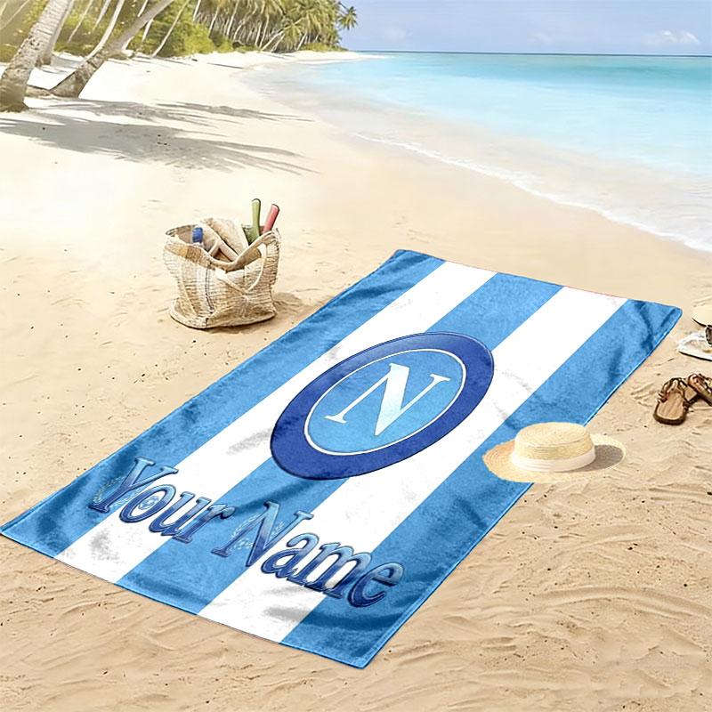 SSC Napoli Custom Name Print Beach Towel, Large Soft Quick Dry Towel for Beach Camping Swimming