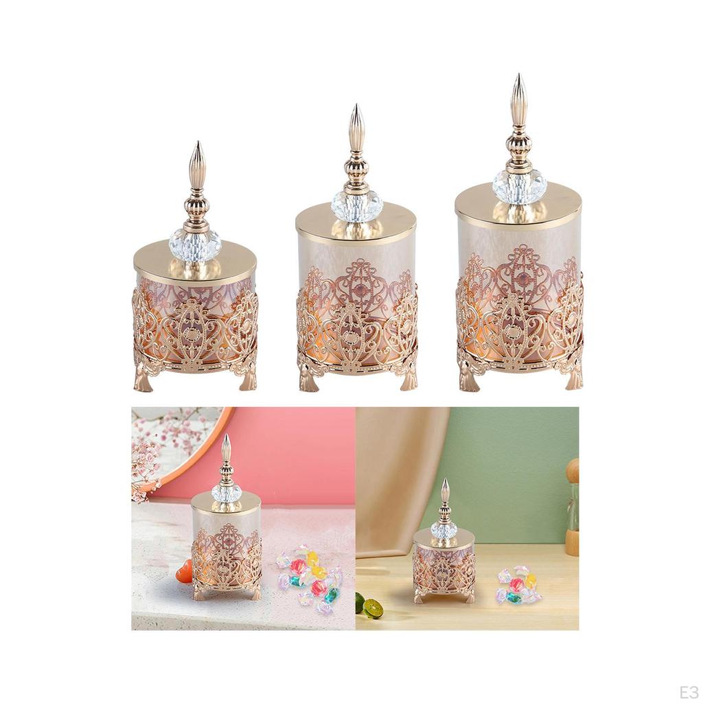 Candy Jar Decorative Art Gold Glass Storage Food Organization for Tea Sugar Biscuit
