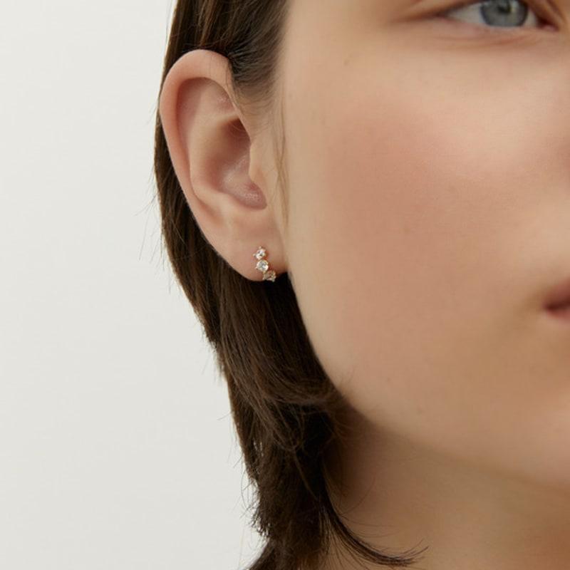 LUNNE 14k Triple Brilliant One-Touch Ring Earrings (14k Gold) #LFE21