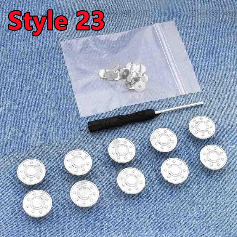 10 PEZZI Bottoni per Jeans di Ricambio 17mm Senza Cucitura Bottone in Metallo Kit di Riparazione Bottoni per Jeans Rimovibili Senza Chiodi Set Accessori da Cucito