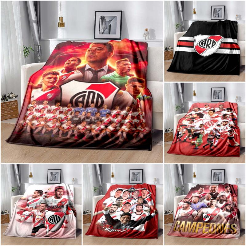 River Plate Team Collage Red Glow Flannel Blanket Argentine Football Throw Blanket Sports Fan Bedroom Warm Sofa Cover