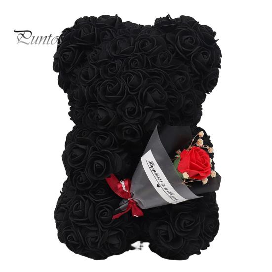 

Консервированная роза Медведь Подарочная коробка Искусственный вечный цветок Медведь Подарок Украшение Подруга Жена Мама Бабушка День святого Валентина Подарок на годовщину на день рождения чёрный