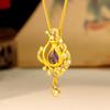 Gold-Tone Imitation Rhinestone Amethyst Perfume Bottle Pendant Necklace for Women