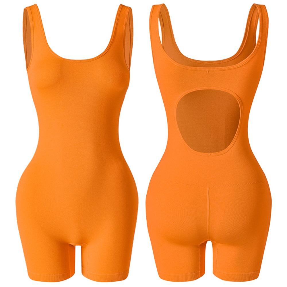 

Боди для бикини с контролем живота, боди с U-образным вырезом, утягивающее, простое облегающее корректирующее белье, лето S оранжевый