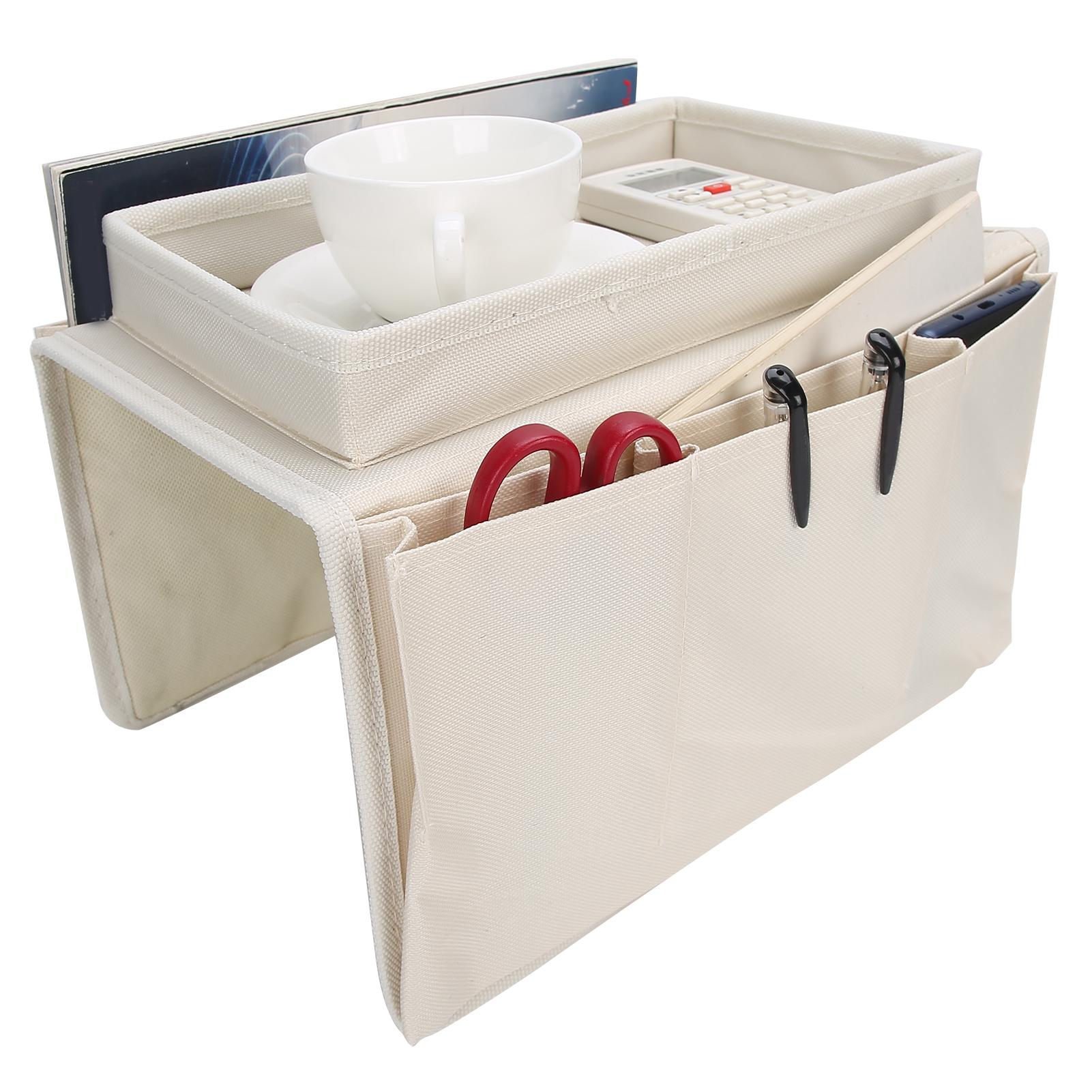 Органайзер на подлокотник дивана с 4 карманами для пульта ДУ от телевизора сумка на подлокотник кресла-дивана с подстаканником и лотком для хранения пультов бежевый 2430₽